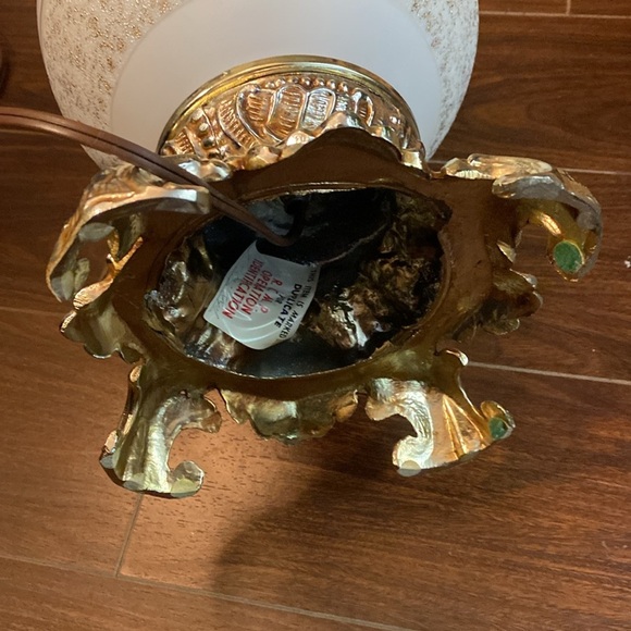 Vintage, Style, Italian Table/ Floor Lamp, Gold motif on white MCM - Picture 11 of 17